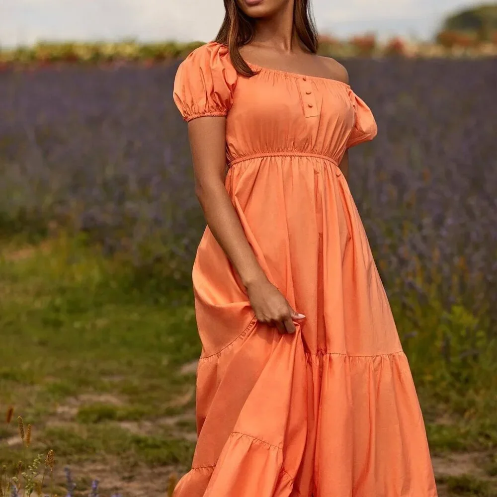 The Marni Maxi Dress showcases a bright orange hue - Picture 2 of 4